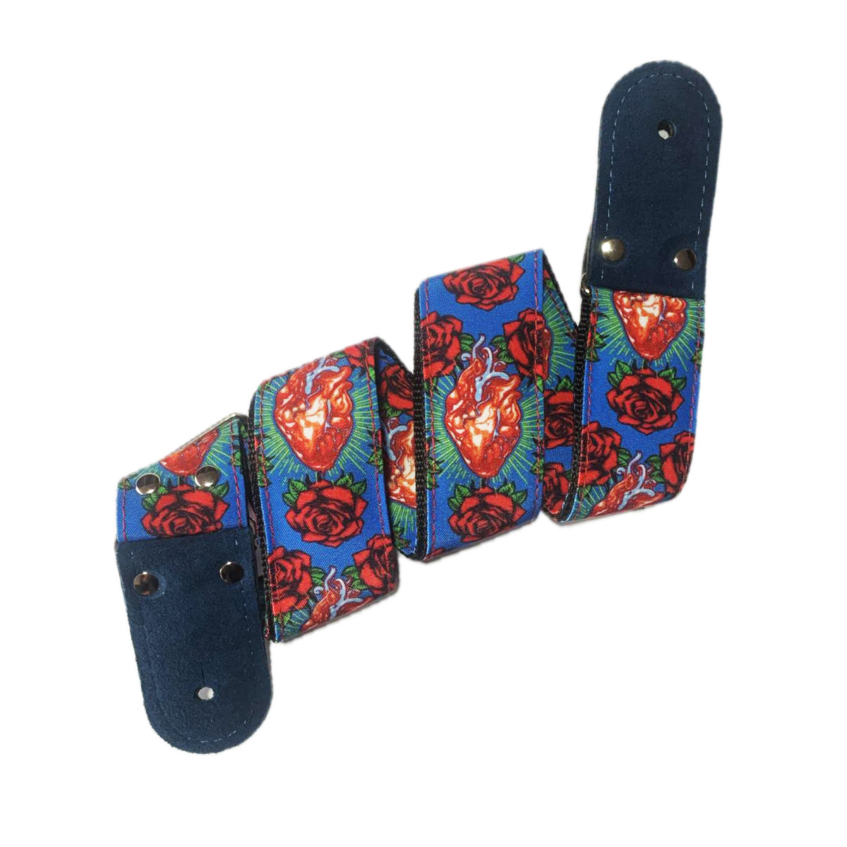 STRAP GUITARRA/BAJO - DISEÑO IMPRESO - STRAP CORAZÓN Y ROSAS