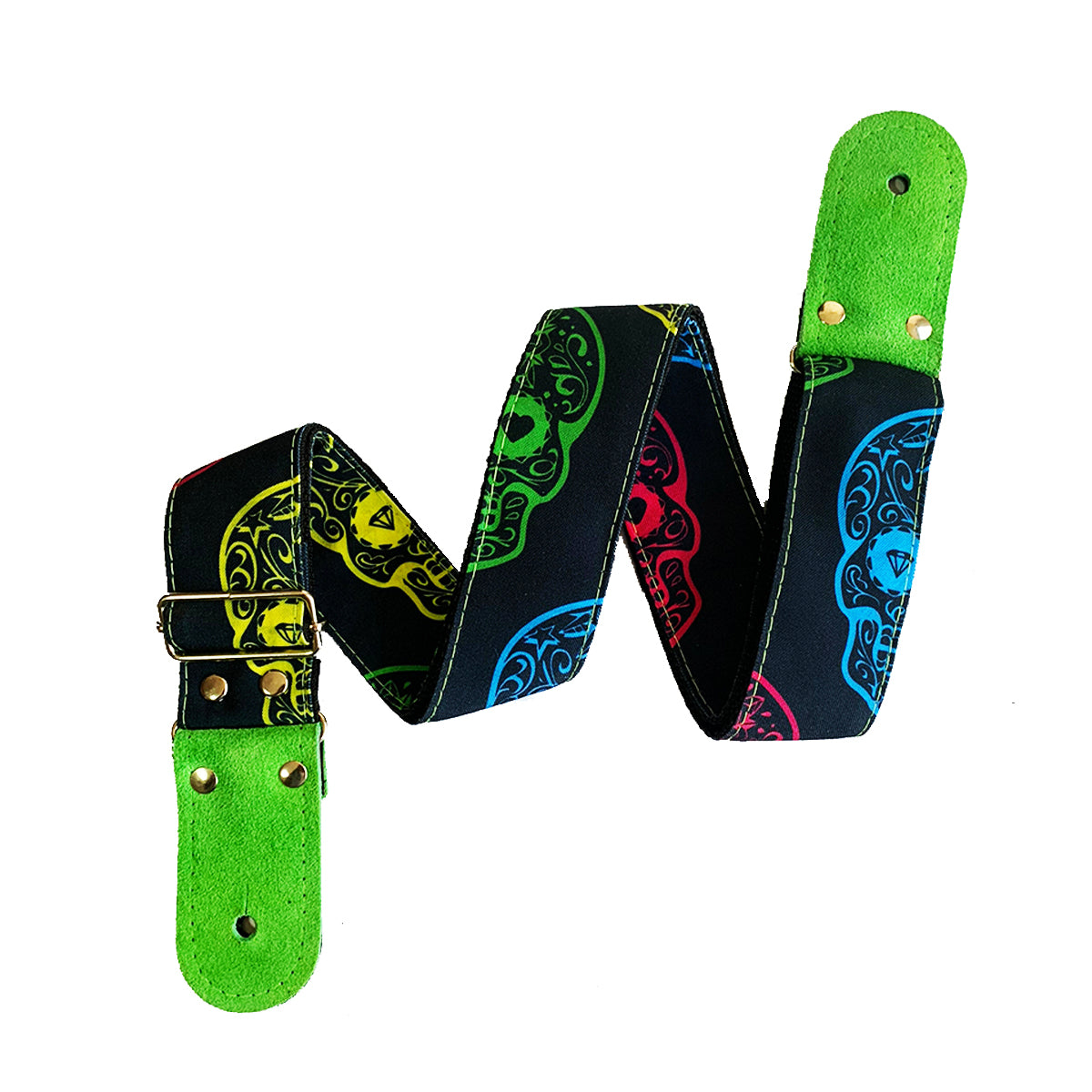 STRAP GUITARRA/BAJO - DISEÑO IMPRESO - STRAP CALAVERAS COLORES