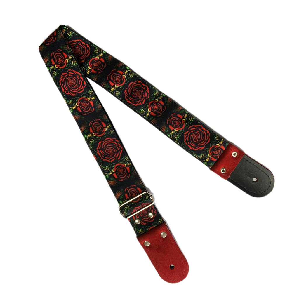 STRAP GUITARRA/BAJO - DISEÑO IMPRESO - STRAP ROSAS GÓTICAS