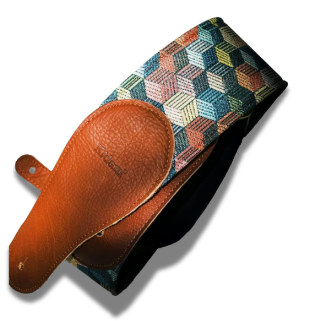STRAP GUITARRA/BAJO - PIEL CUBOS ELEGANTES