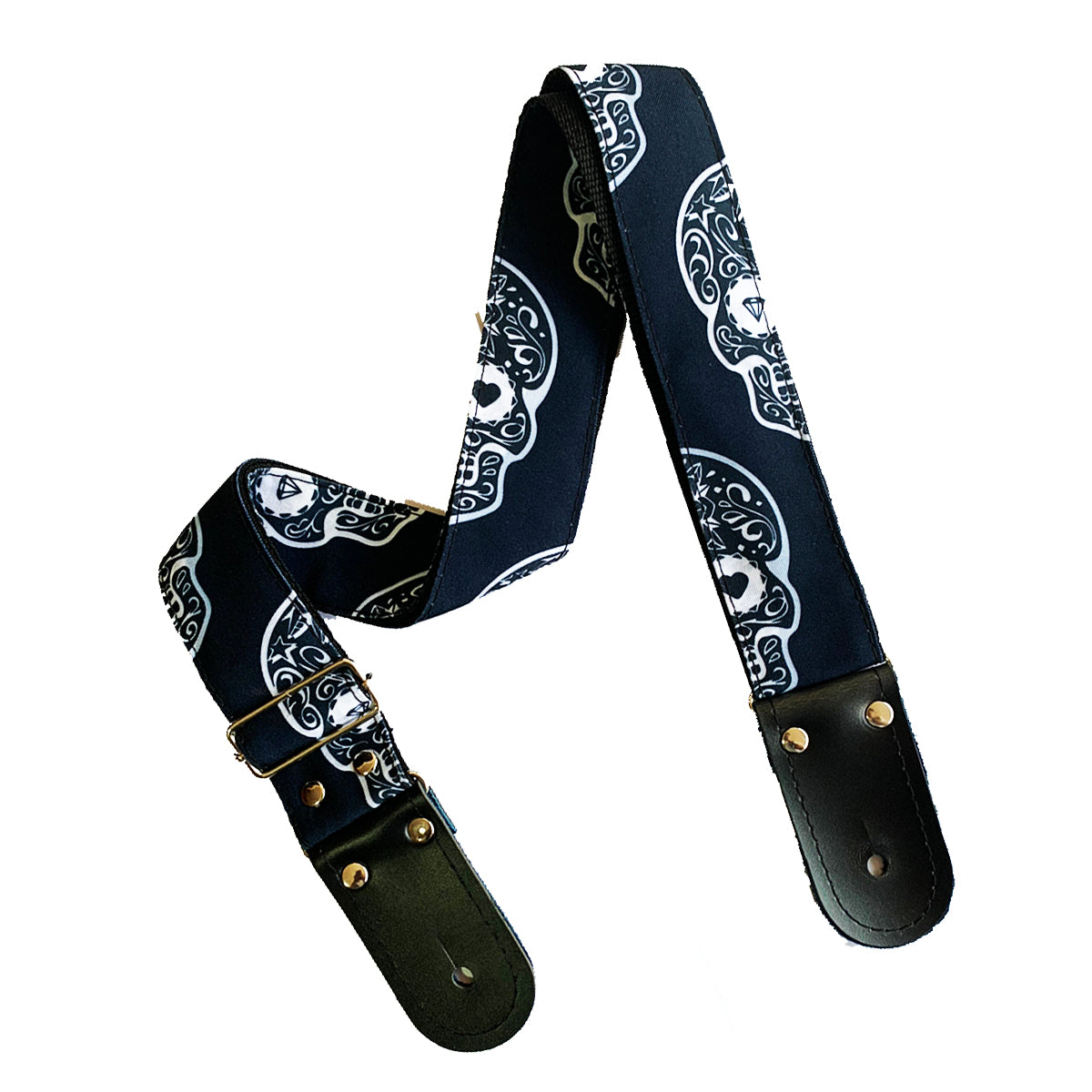 STRAP GUITARRA/BAJO - DISEÑO IMPRESO - STRAP CALAVERAS BLANCO Y NEGRO