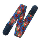 STRAP GUITARRA/BAJO - DISEÑO IMPRESO - STRAP CORAZÓN Y ROSAS