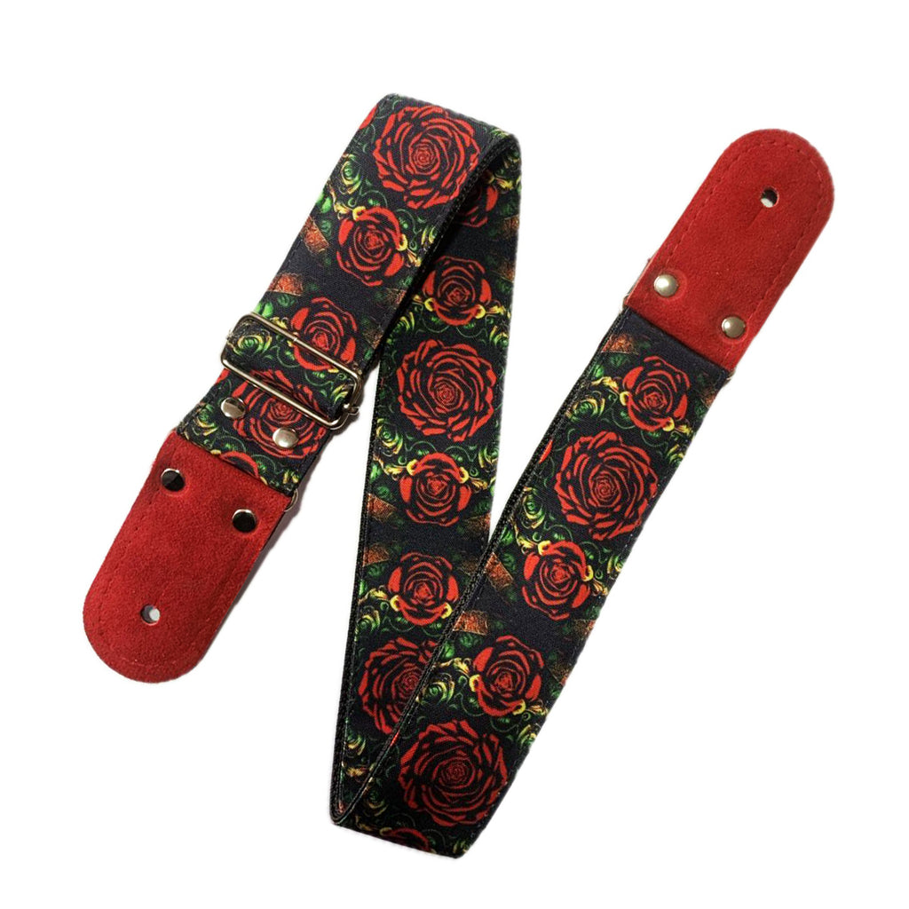 STRAP GUITARRA/BAJO - DISEÑO IMPRESO - STRAP ROSAS GÓTICAS