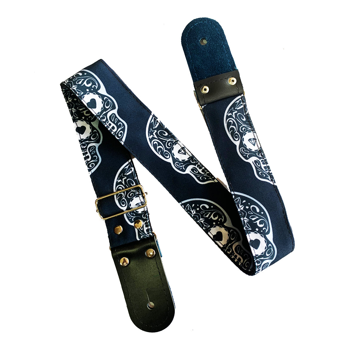 STRAP GUITARRA/BAJO - DISEÑO IMPRESO - STRAP CALAVERAS BLANCO Y NEGRO