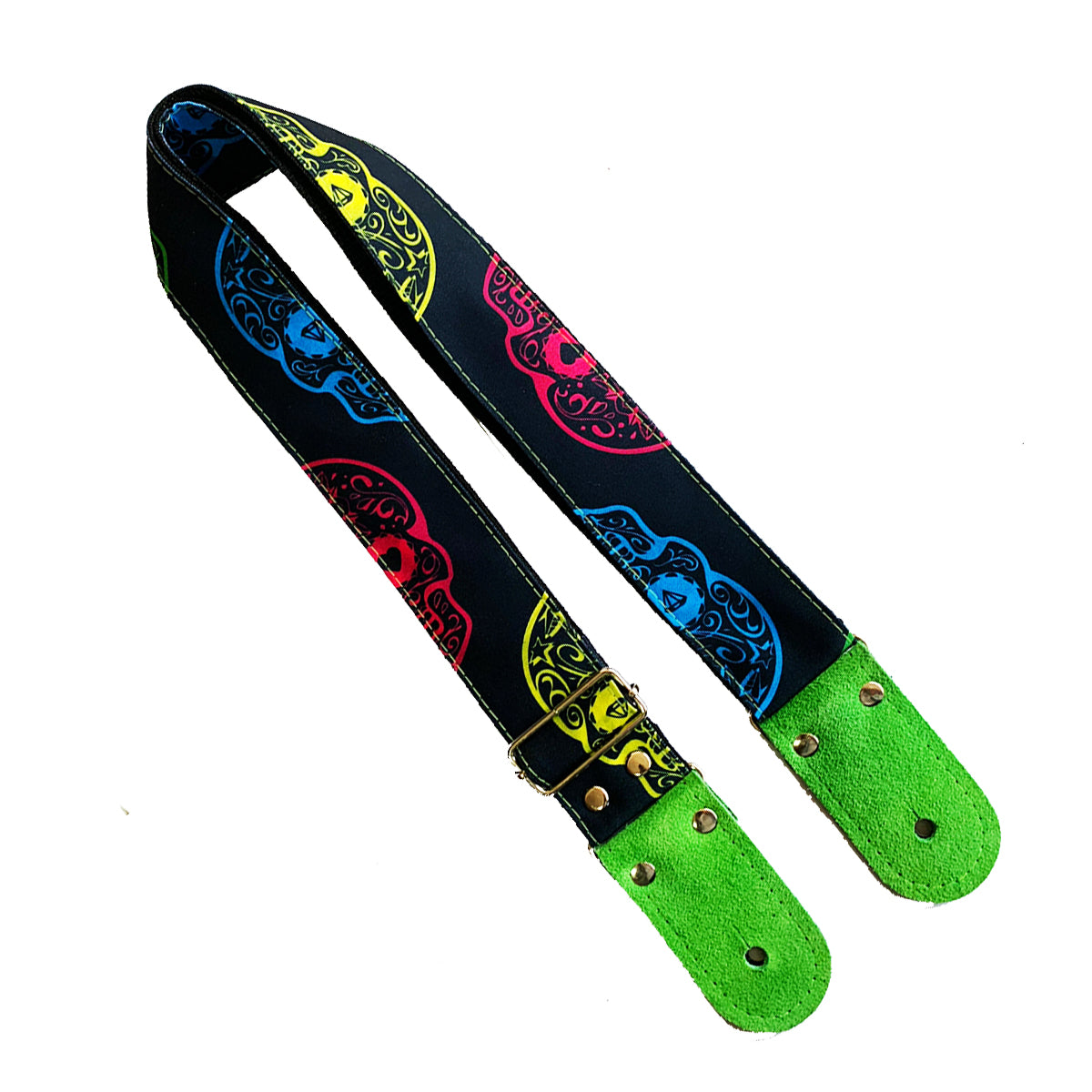 STRAP GUITARRA/BAJO - DISEÑO IMPRESO - STRAP CALAVERAS COLORES