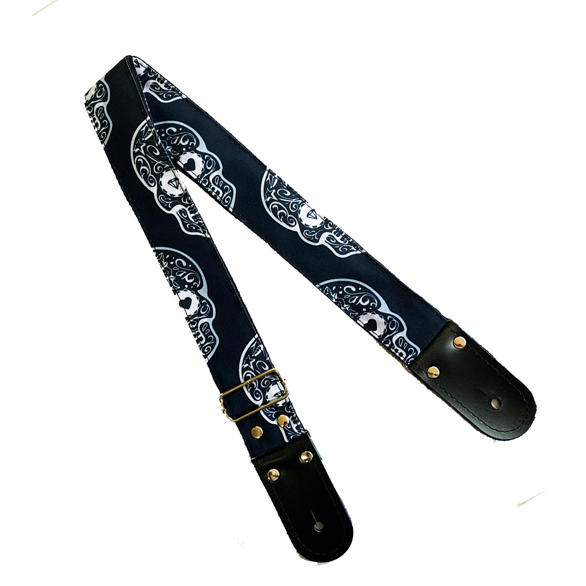 STRAP GUITARRA/BAJO - DISEÑO IMPRESO - STRAP CALAVERAS BLANCO Y NEGRO