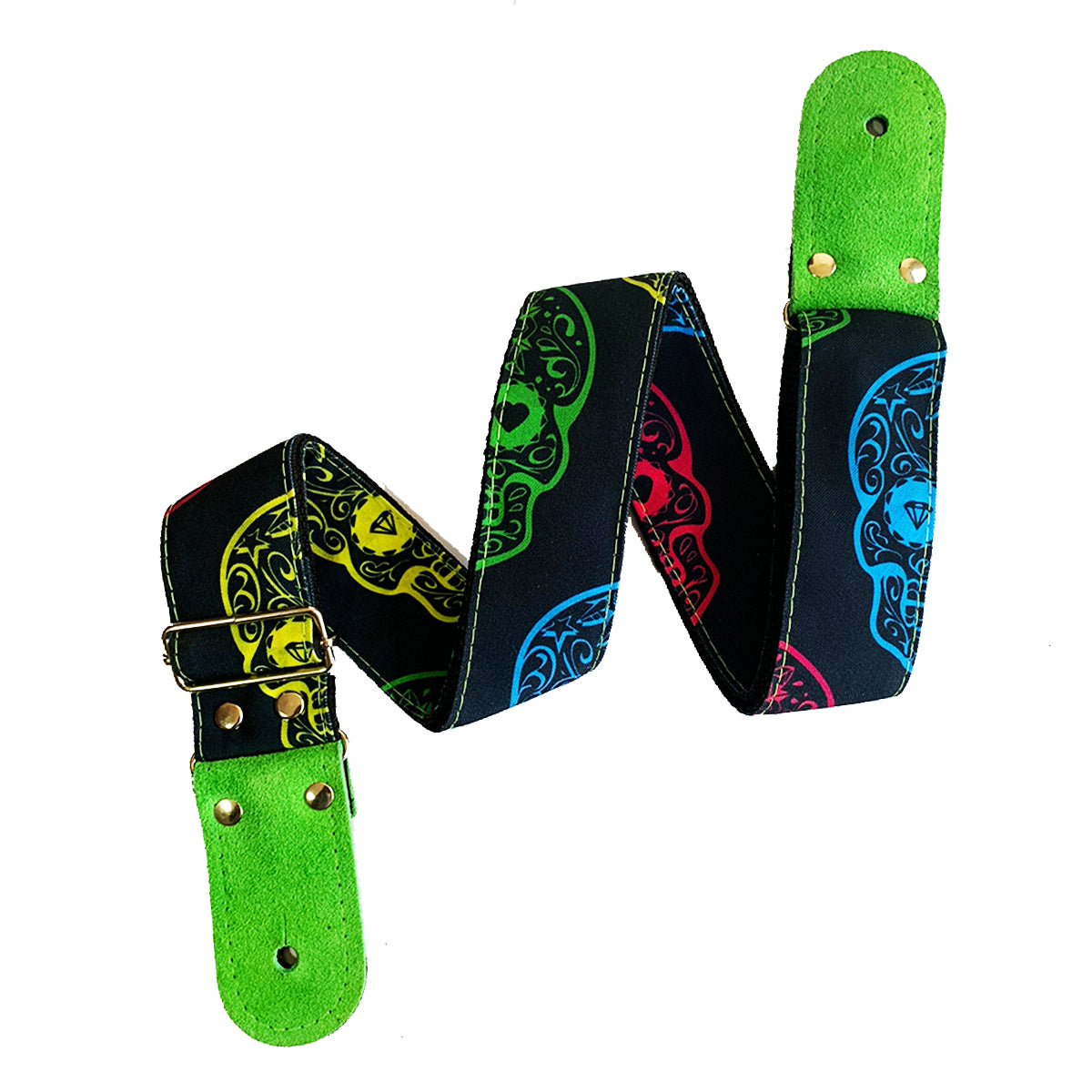 STRAP GUITARRA/BAJO - DISEÑO IMPRESO - STRAP CALAVERAS COLORES