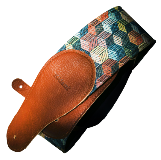 STRAP GUITARRA/BAJO - PIEL CUBOS ELEGANTES