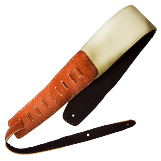 STRAP GUITARRA/BAJO - PIEL MIEL HUESO