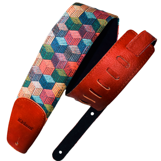 STRAP GUITARRA/BAJO - PIEL CUBOS ELEGANTES