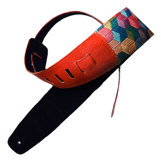 STRAP GUITARRA/BAJO - PIEL CUBOS ELEGANTES