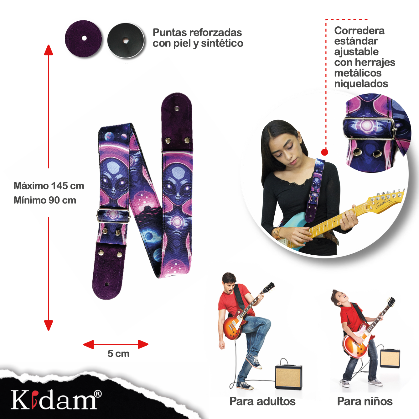 STRAP GUITARRA/BAJO - DISEÑO IMPRESO - GALAXIA ALIENIGENA