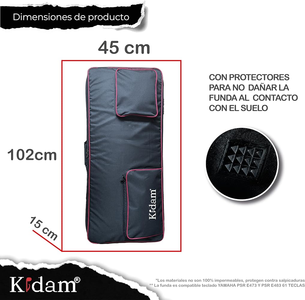 Funda semi rígida para teclado Yamaha PSRE473 Y PSRE483 61 TECLAS