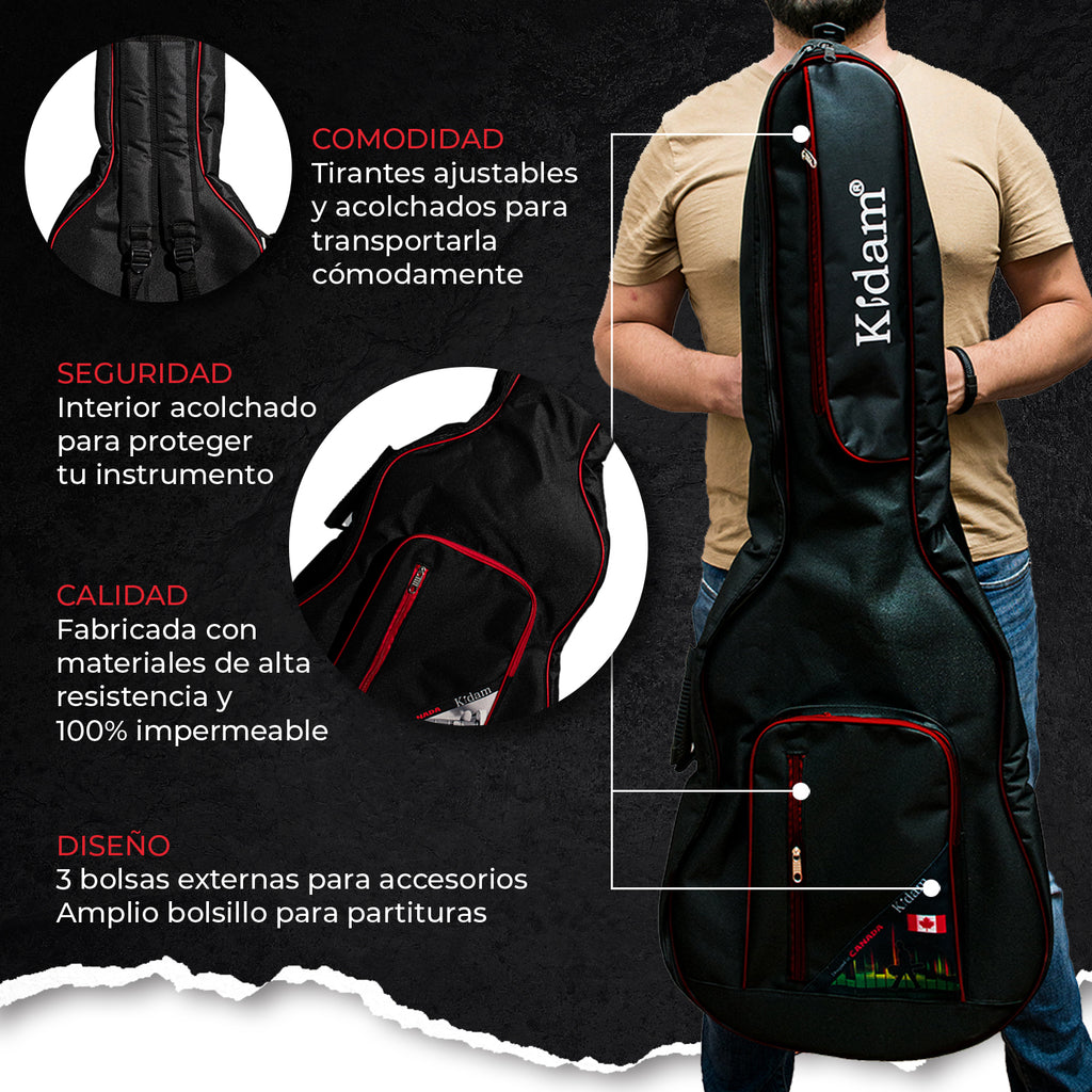 FUNDA GUITARRA TEJANA BORDES ROJOS