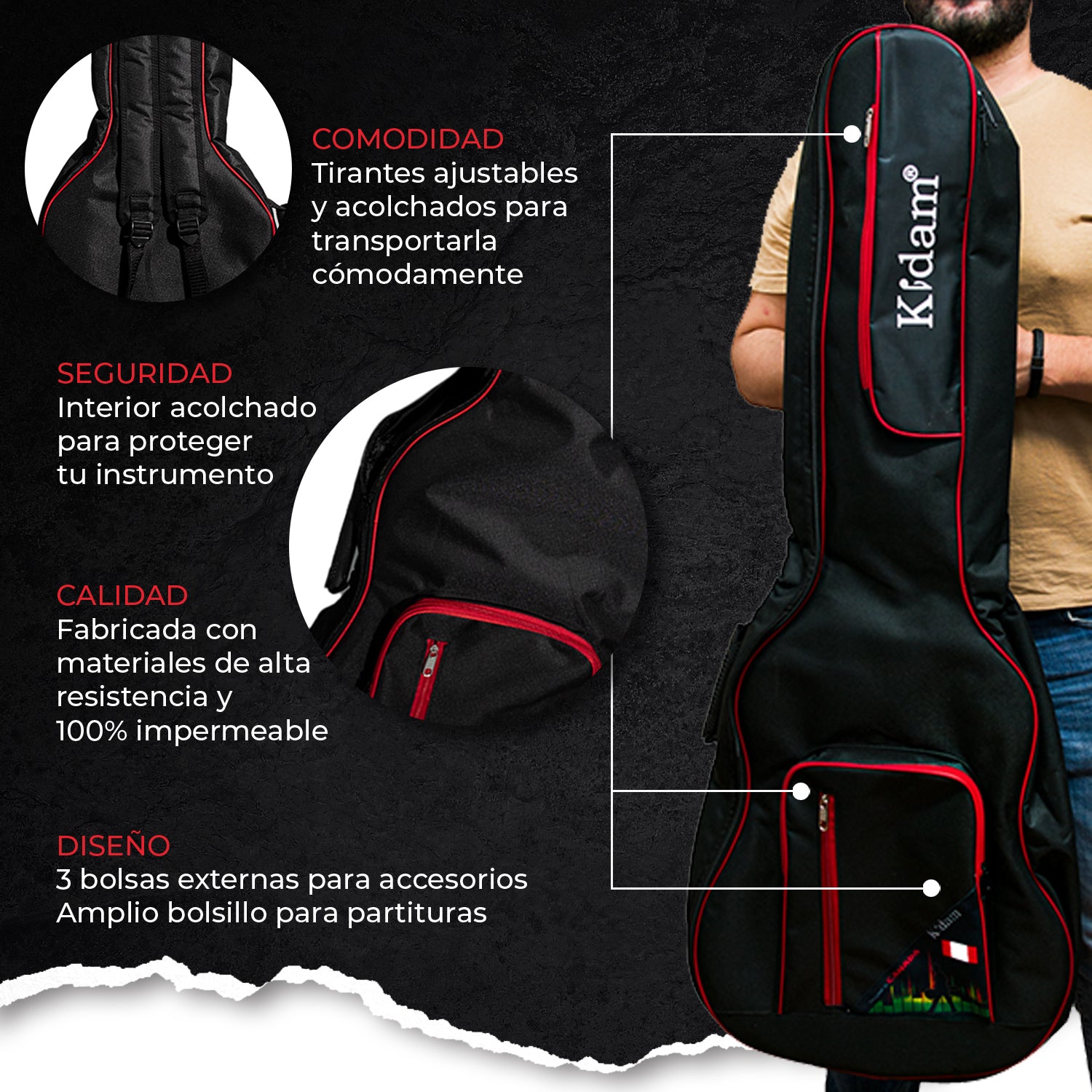 FUNDA BAJO ELECTRICO - BORDES ROJOS