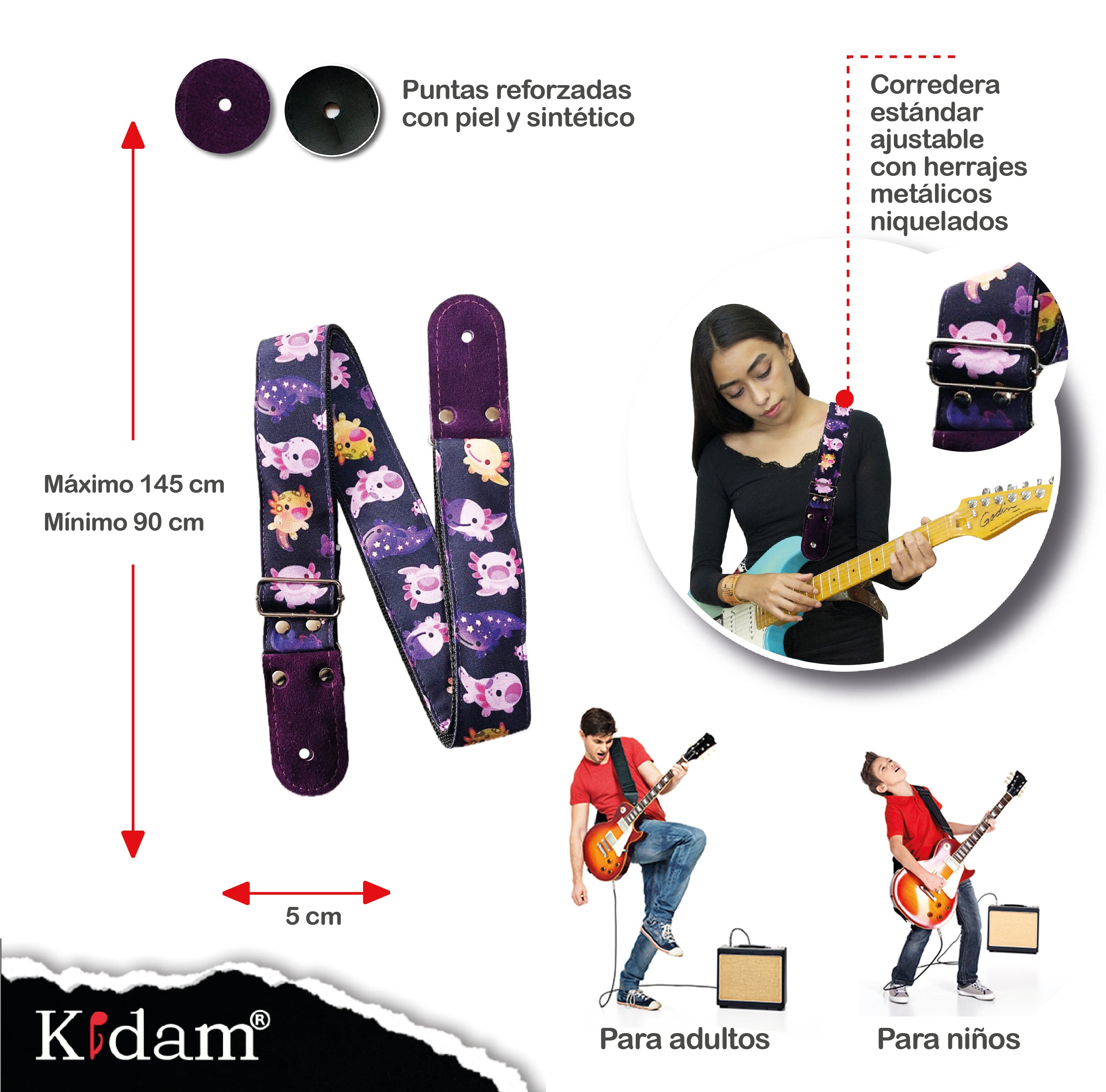 STRAP GUITARRA/BAJO - DISEÑO IMPRESO - AJOLOTE