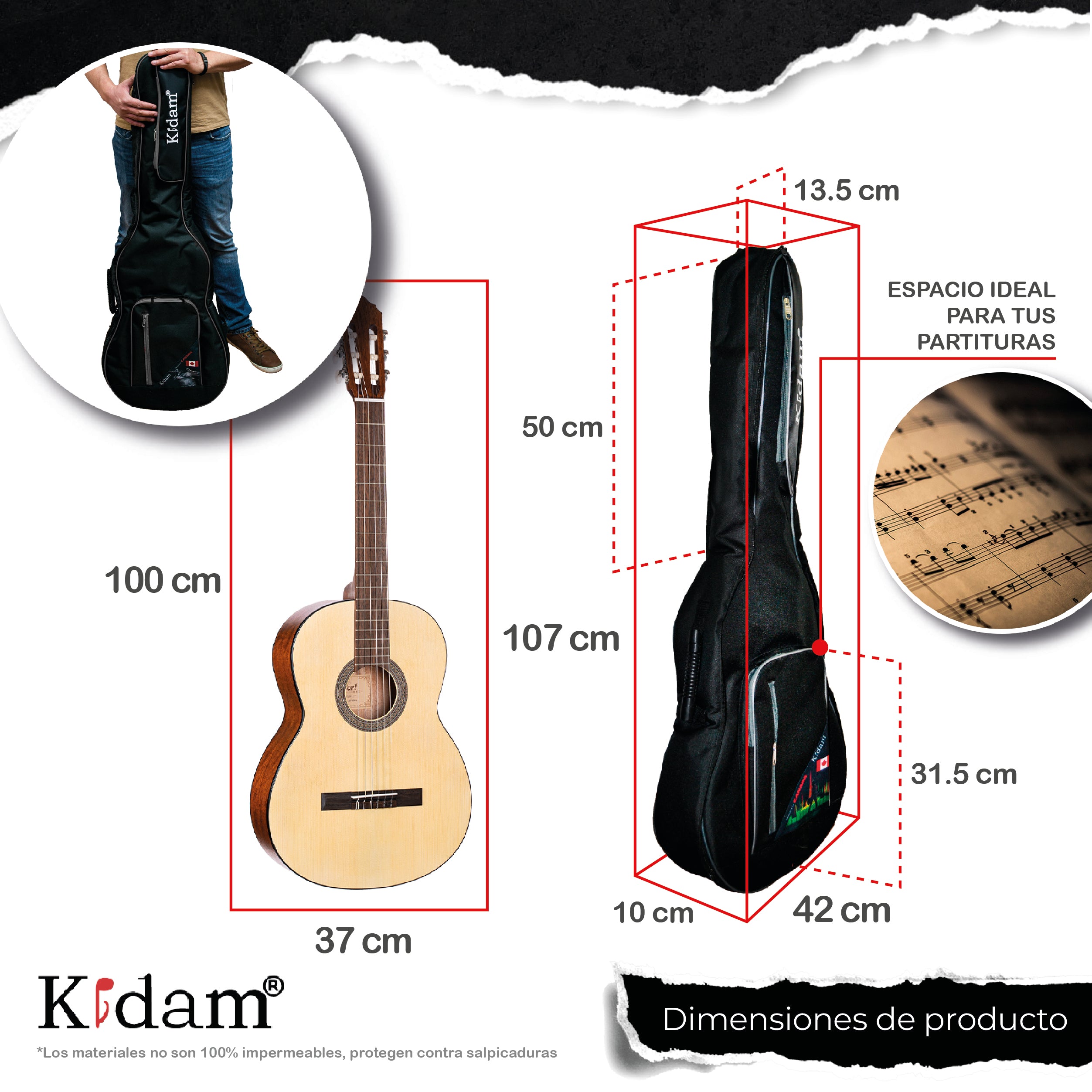 FUNDA GUITARRA CLASICA BORDES GRISES