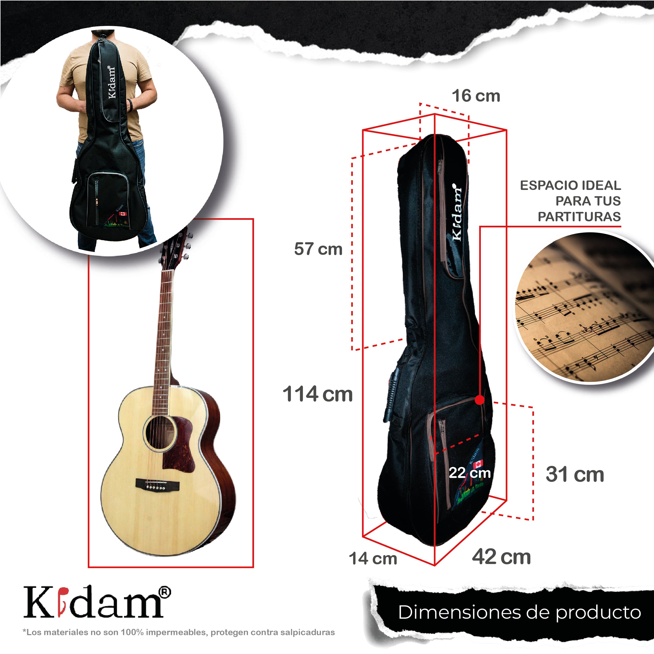 FUNDA GUITARRA TEJANA BORDES GRISES