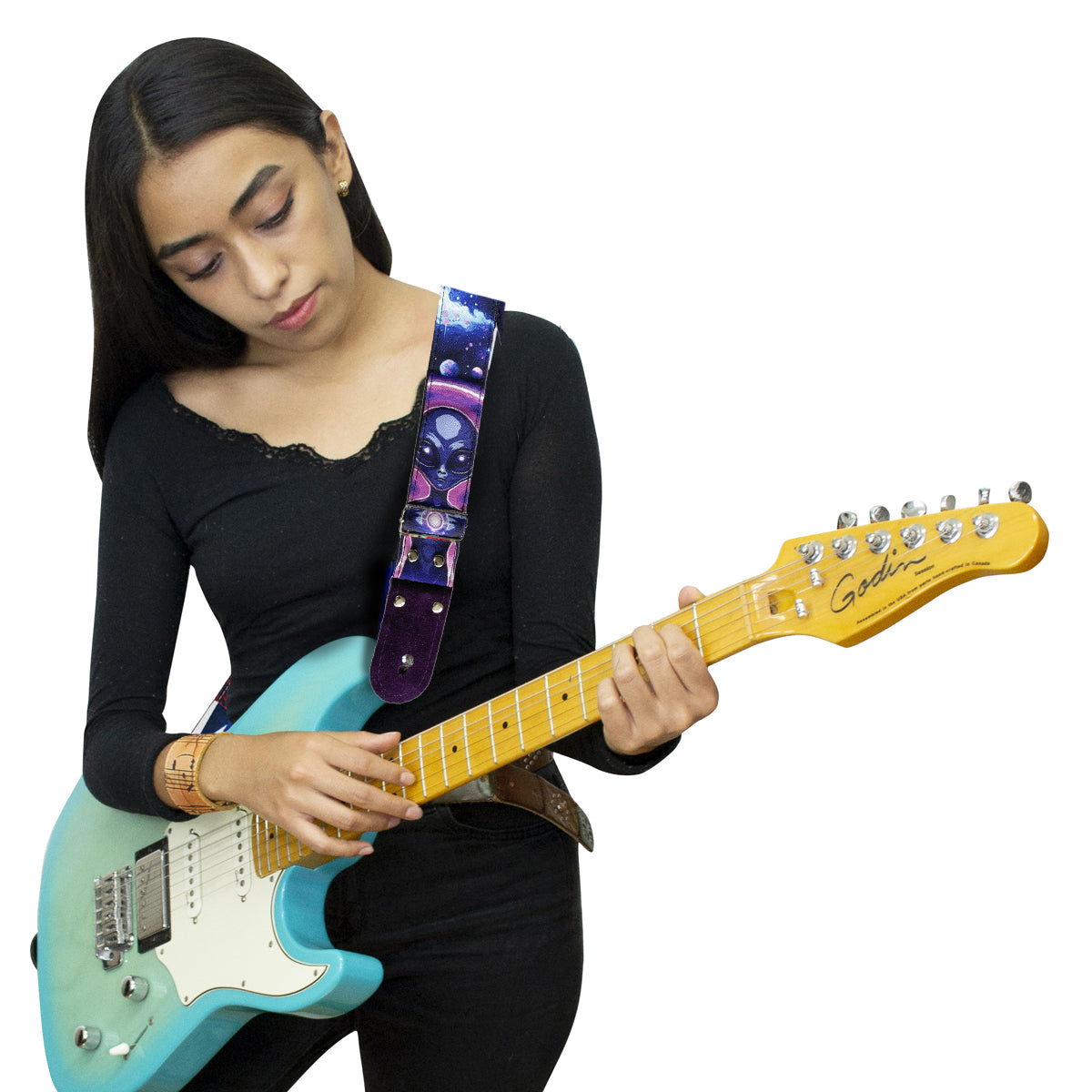 STRAP GUITARRA/BAJO - DISEÑO IMPRESO - GALAXIA ALIENIGENA