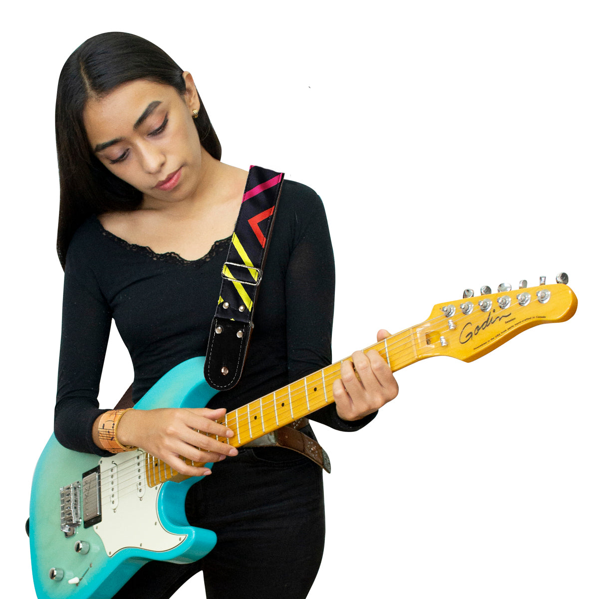 STRAP GUITARRA/BAJO - DISEÑO IMPRESO - STRAP LUCES COLORES