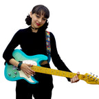 STRAP GUITARRA/BAJO - DISEÑO IMPRESO - STRAP HUICHOL AQUA