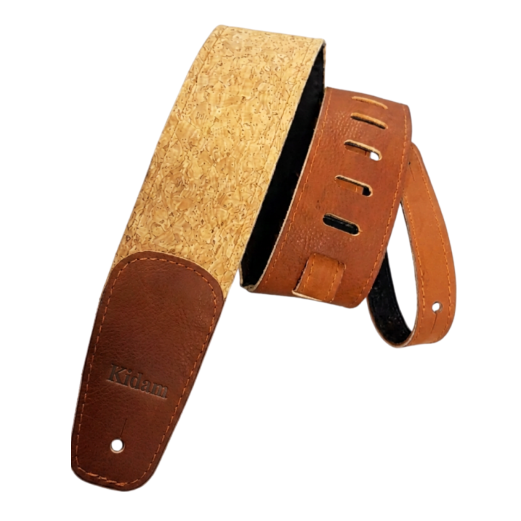 KIDAM | Correa para guitarra | Correa de piel para guitarra o para bajo | Guitar strap con 7 cm de ancho acojinado color Corcho, ajustable desde 112 hasta 132 cm. | 1 pza