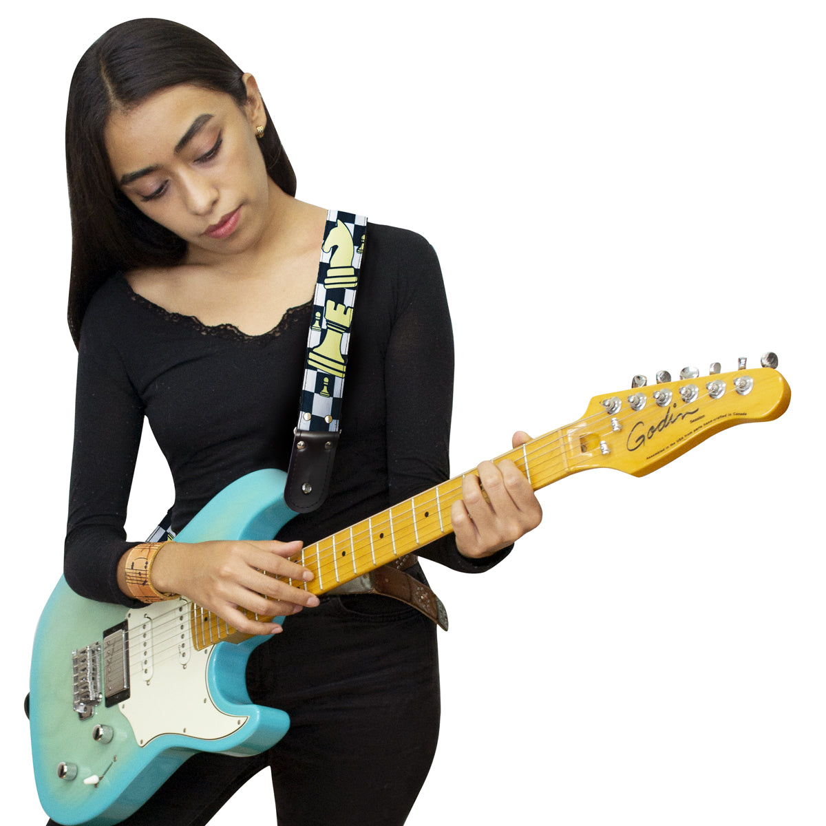 STRAP GUITARRA/BAJO - DISEÑO IMPRESO - AJEDREZ
