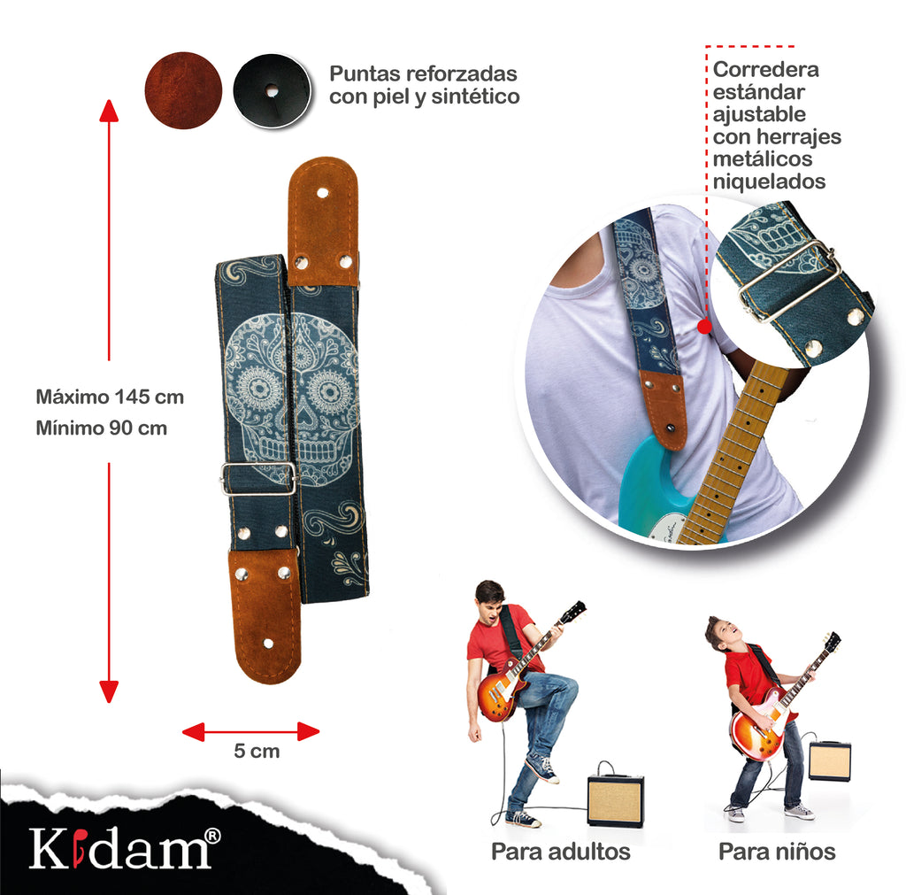 STRAP GUITARRA/BAJO - DISEÑO IMPRESO - STRAP CALAVERA MEXICANA