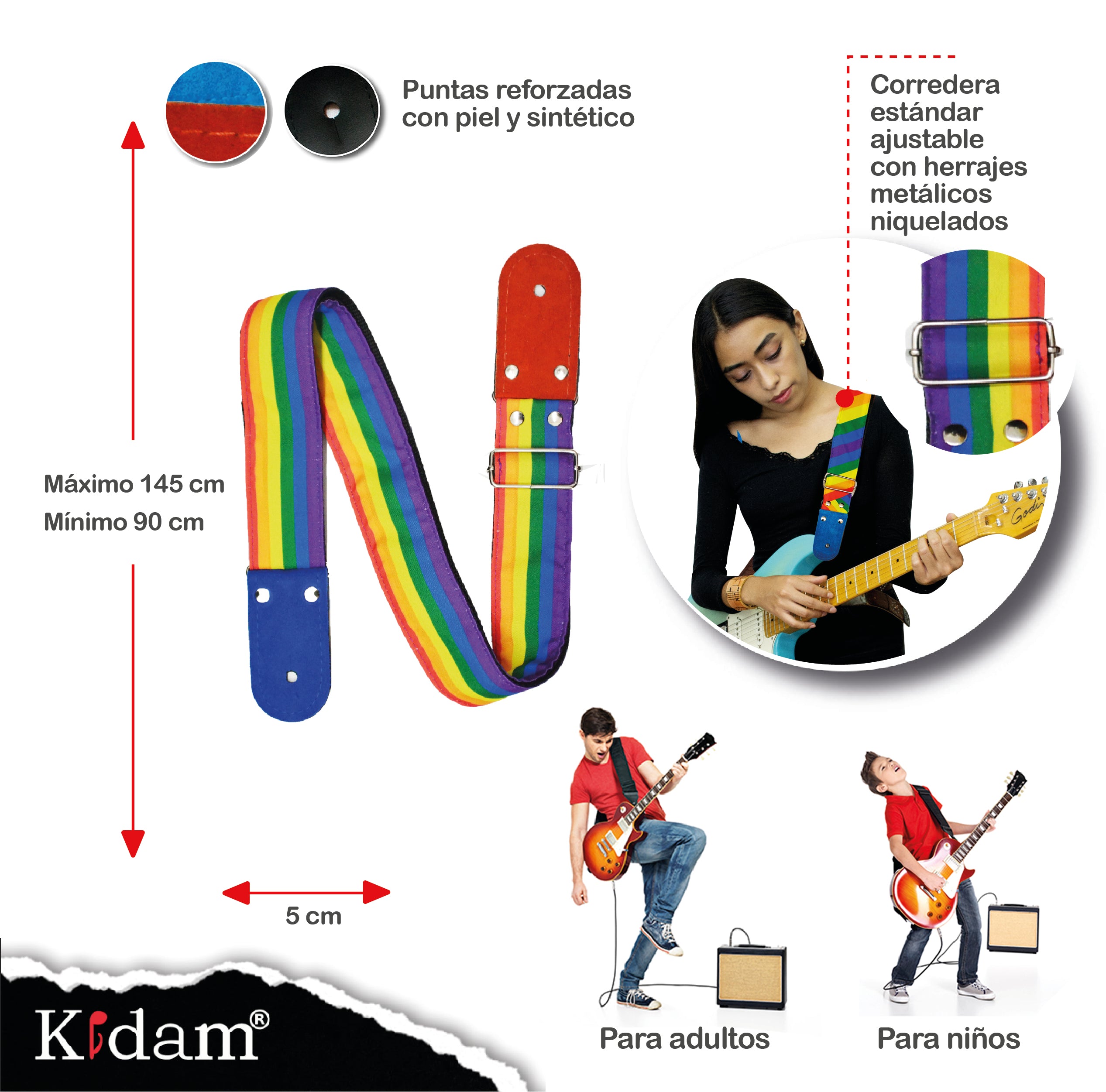 STRAP GUITARRA/BAJO - DISEÑO IMPRESO - STRAP ACOÍRIS LINEAL