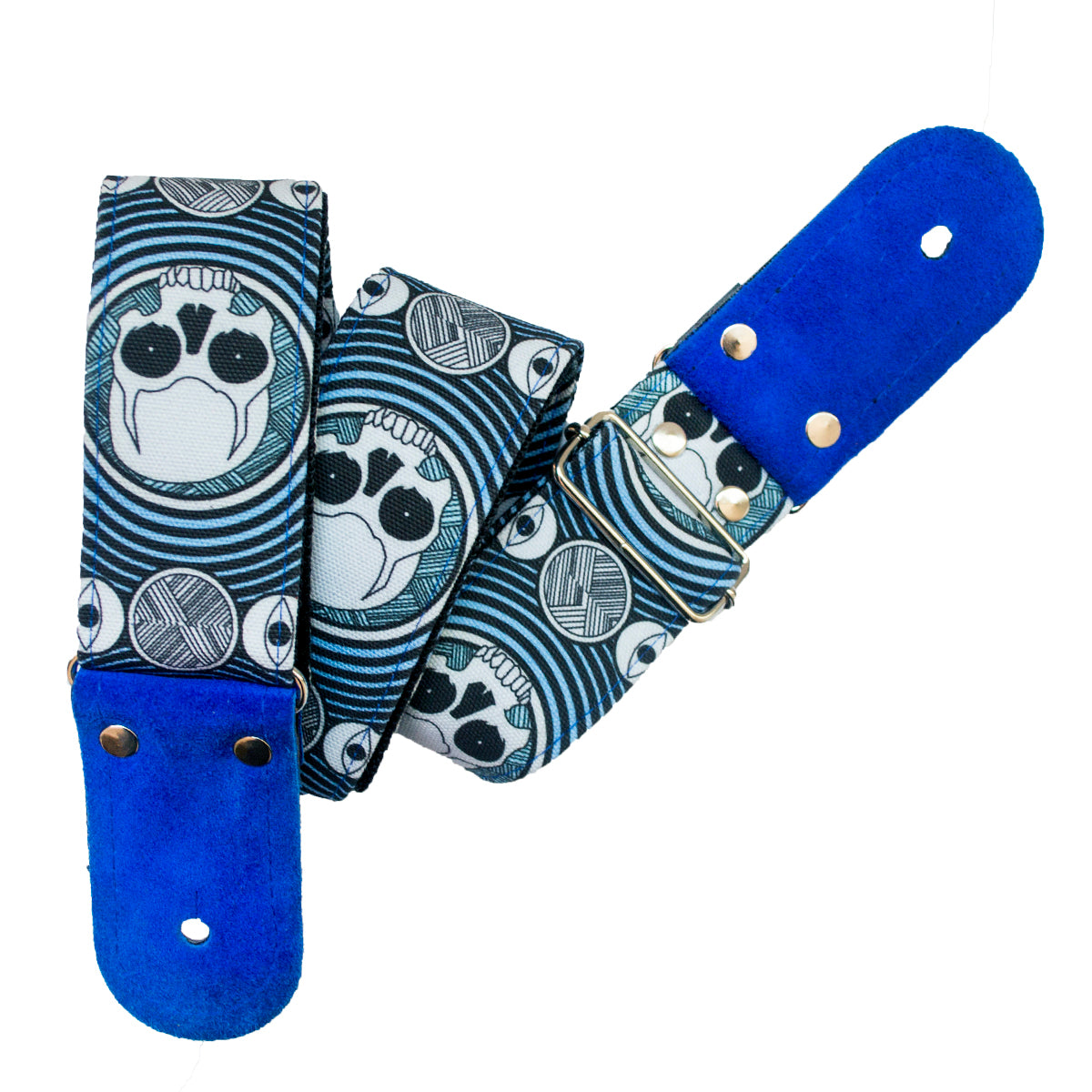 STRAP GUITARRA/BAJO - DISEÑO IMPRESO - CALAVERAS AZUL