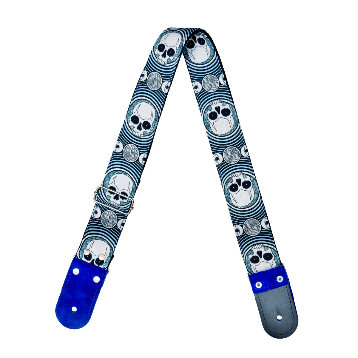 STRAP GUITARRA/BAJO - DISEÑO IMPRESO - CALAVERAS AZUL