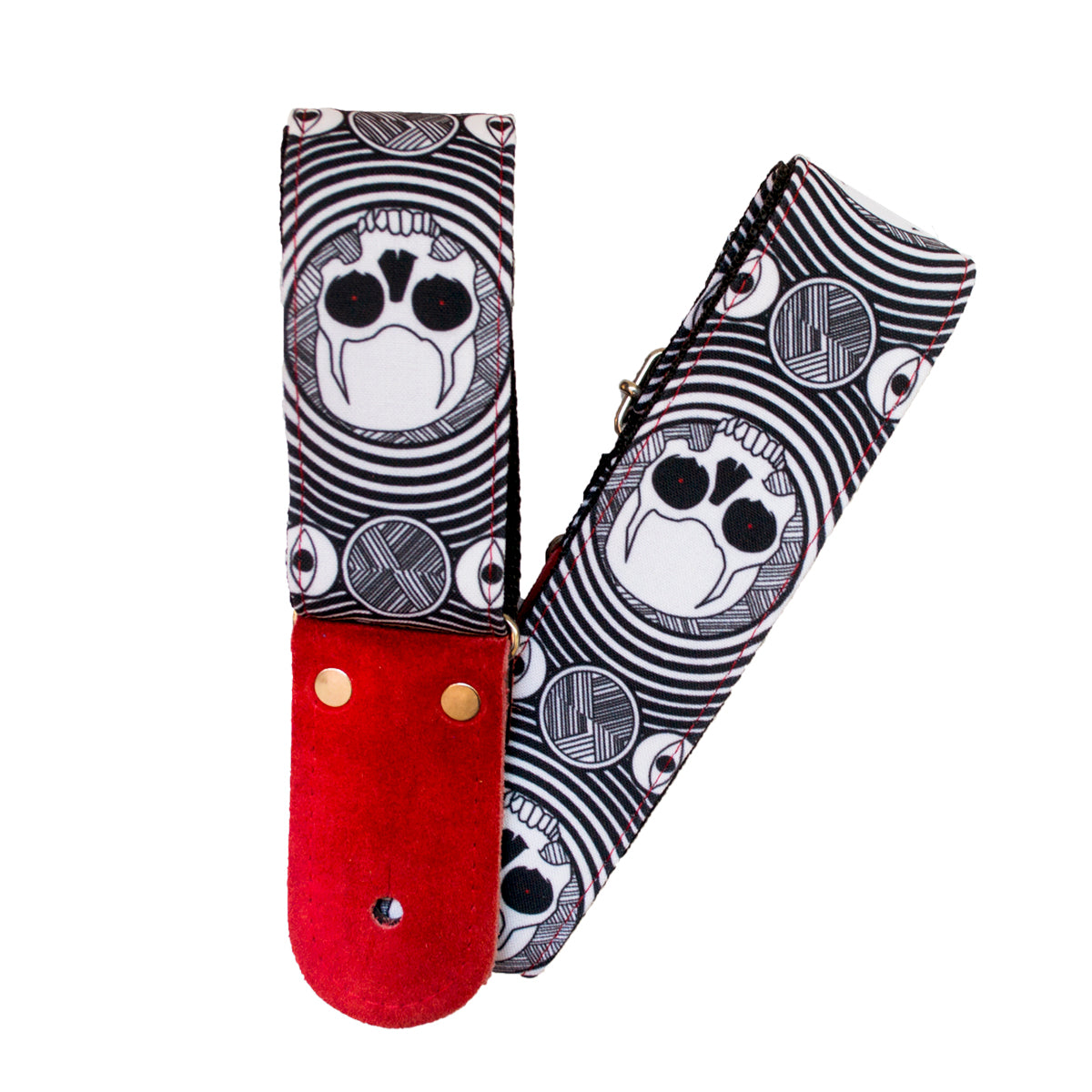 STRAP GUITARRA/BAJO - DISEÑO IMPRESO - CALAVERAS ROJO