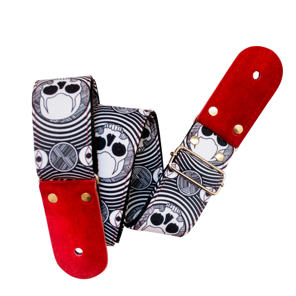STRAP GUITARRA/BAJO - DISEÑO IMPRESO - CALAVERAS ROJO