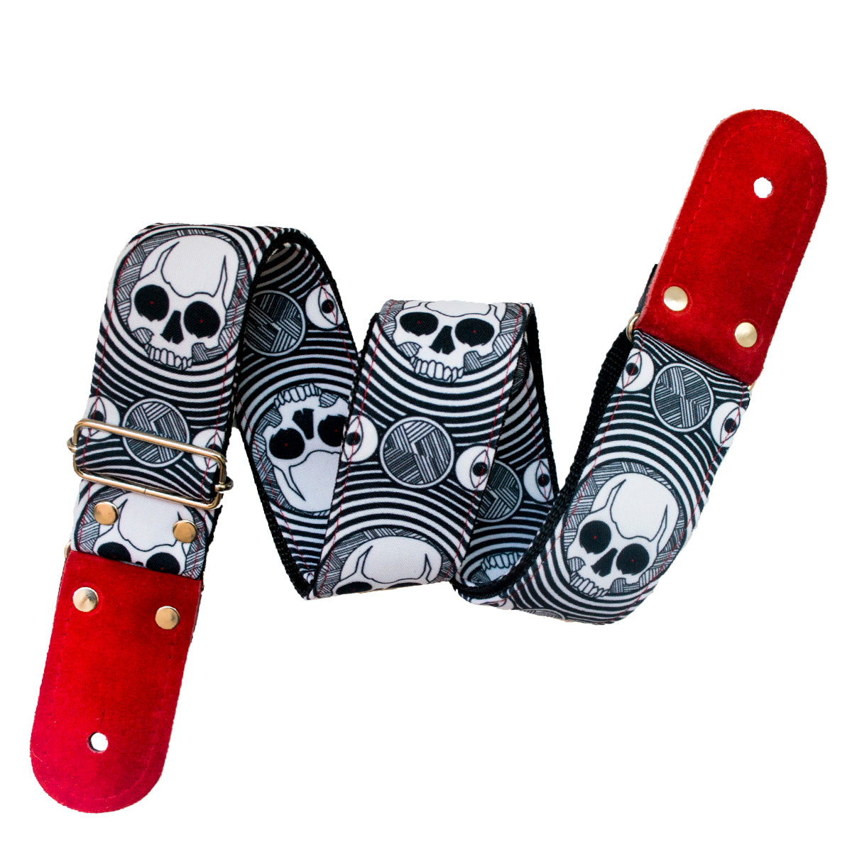 STRAP GUITARRA/BAJO - DISEÑO IMPRESO - CALAVERAS ROJO