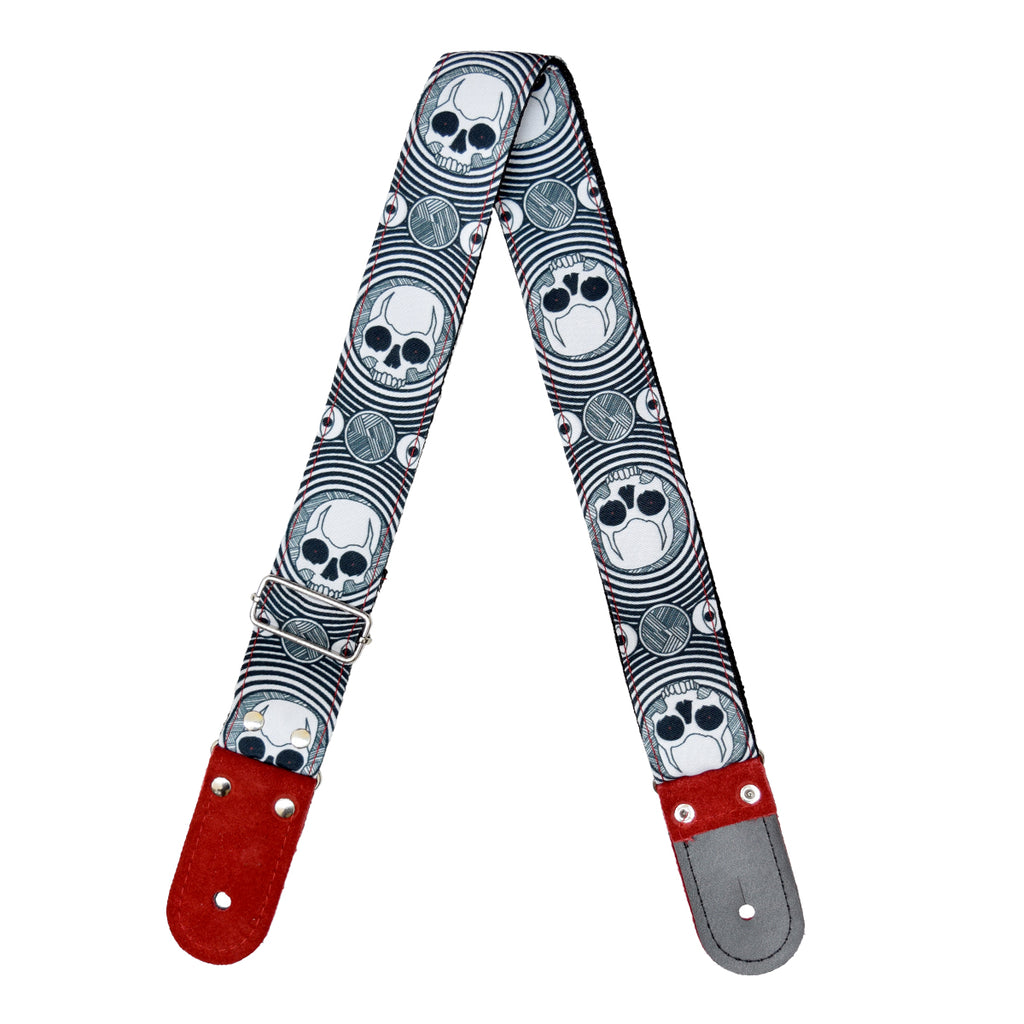 STRAP GUITARRA/BAJO - DISEÑO IMPRESO - CALAVERAS ROJO