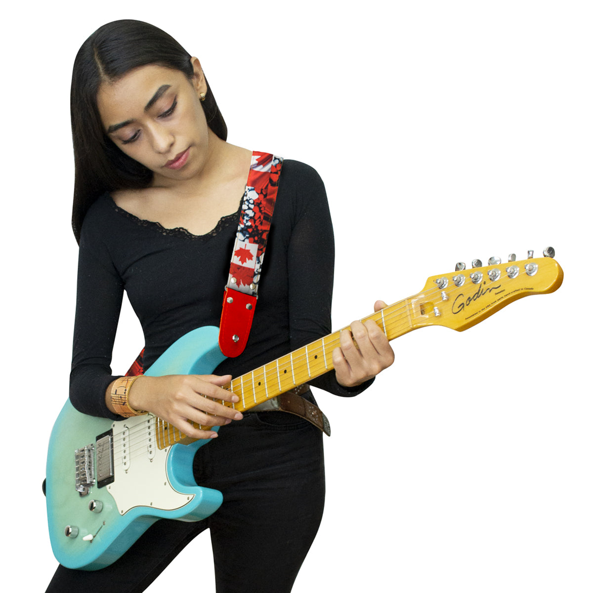 STRAP GUITARRA/BAJO - DISEÑO IMPRESO - BANDERA CANADÁ