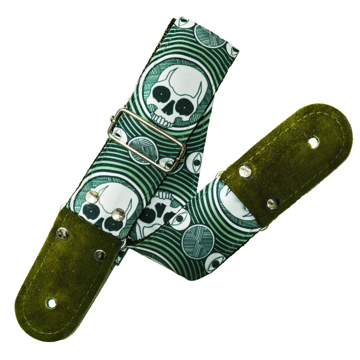 STRAP GUITARRA/BAJO - DISEÑO IMPRESO - CALAVERA VERDE