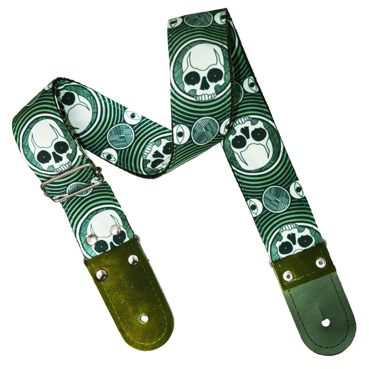 STRAP GUITARRA/BAJO - DISEÑO IMPRESO - CALAVERA VERDE