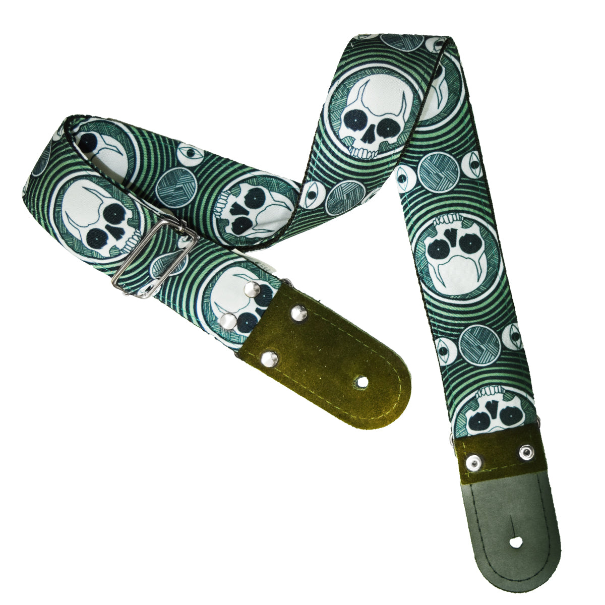 STRAP GUITARRA/BAJO - DISEÑO IMPRESO - CALAVERA VERDE
