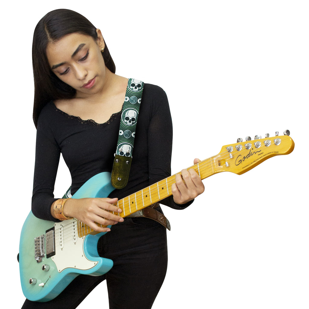 STRAP GUITARRA/BAJO - DISEÑO IMPRESO - CALAVERA VERDE
