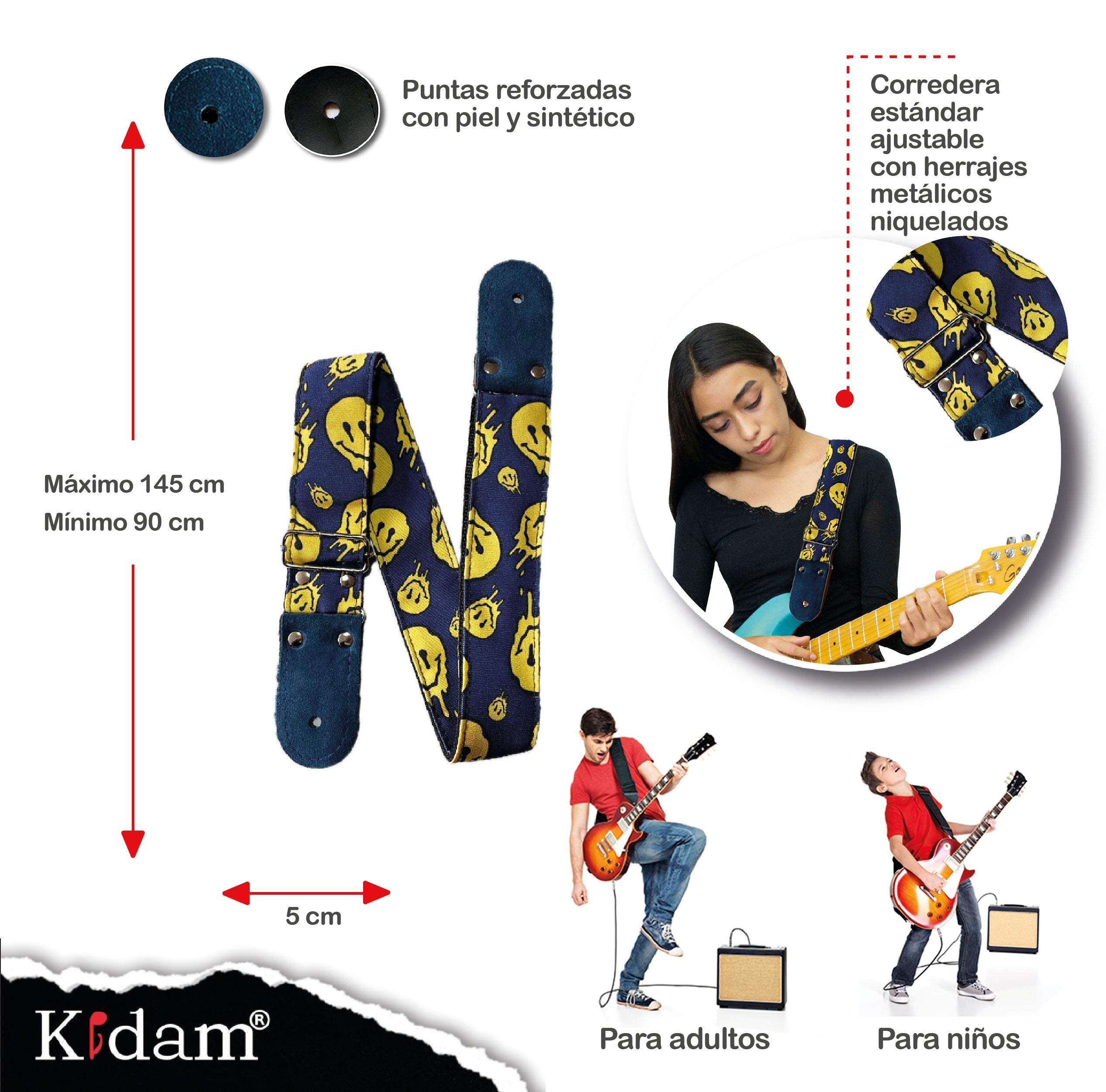 STRAP GUITARRA/BAJO - DISEÑO IMPRESO - CARITA DERRETIDA