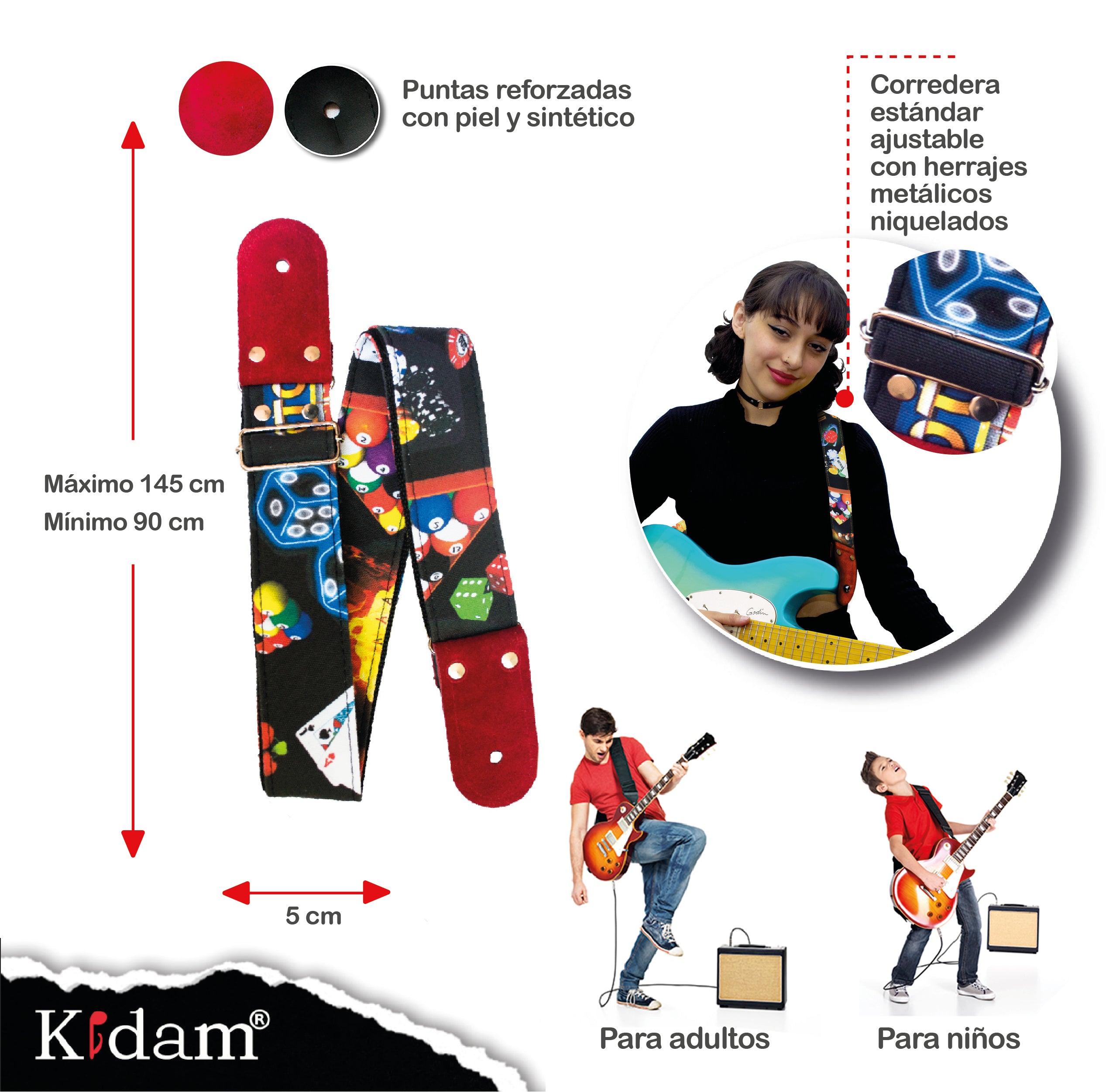 STRAP GUITARRA/BAJO - DISEÑO IMPRESO - STRAP CASINO