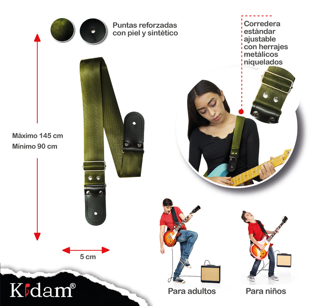 STRAP GUITARRA/BAJO - VERDE MILITAR