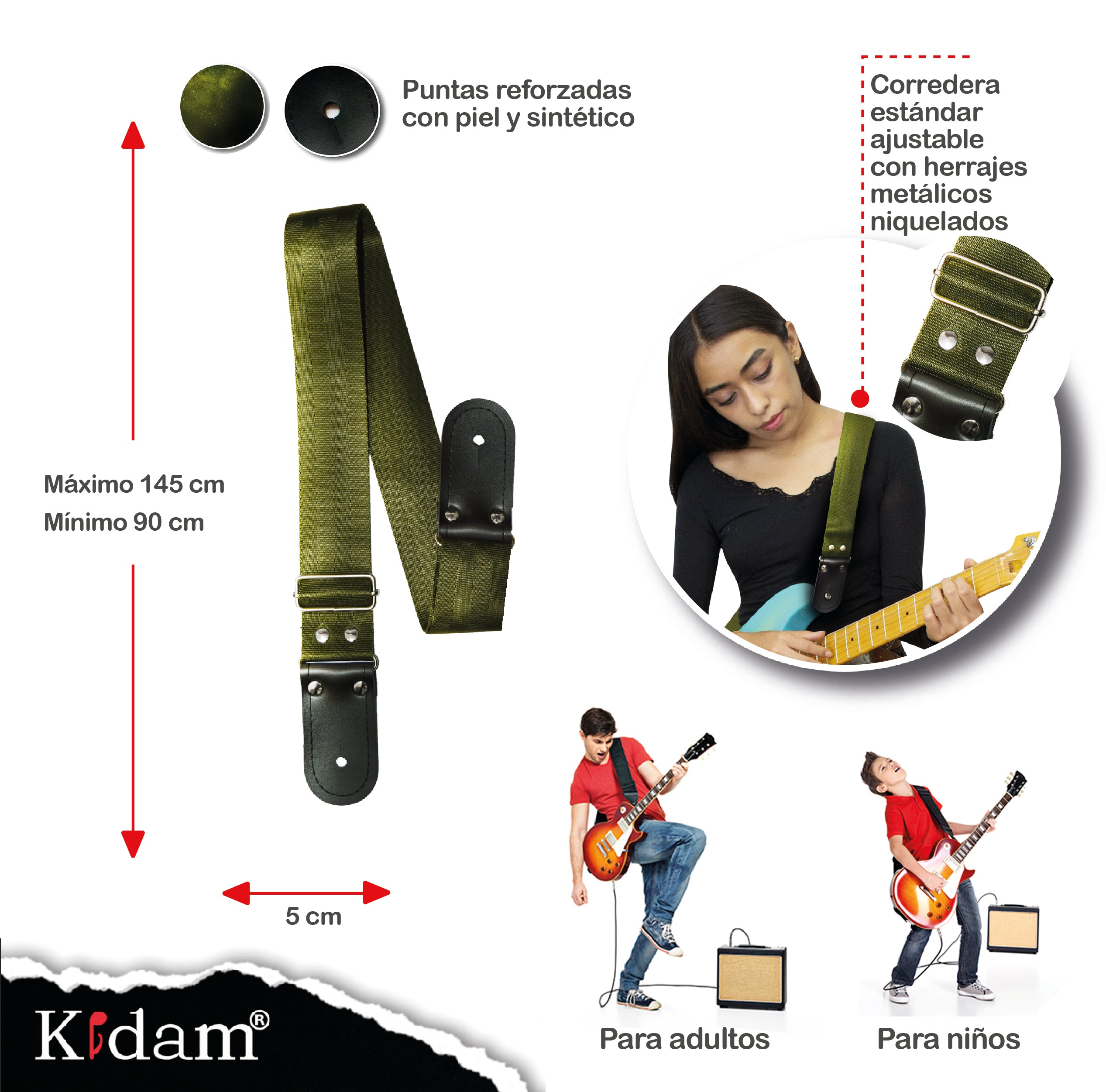 STRAP GUITARRA/BAJO - VERDE MILITAR