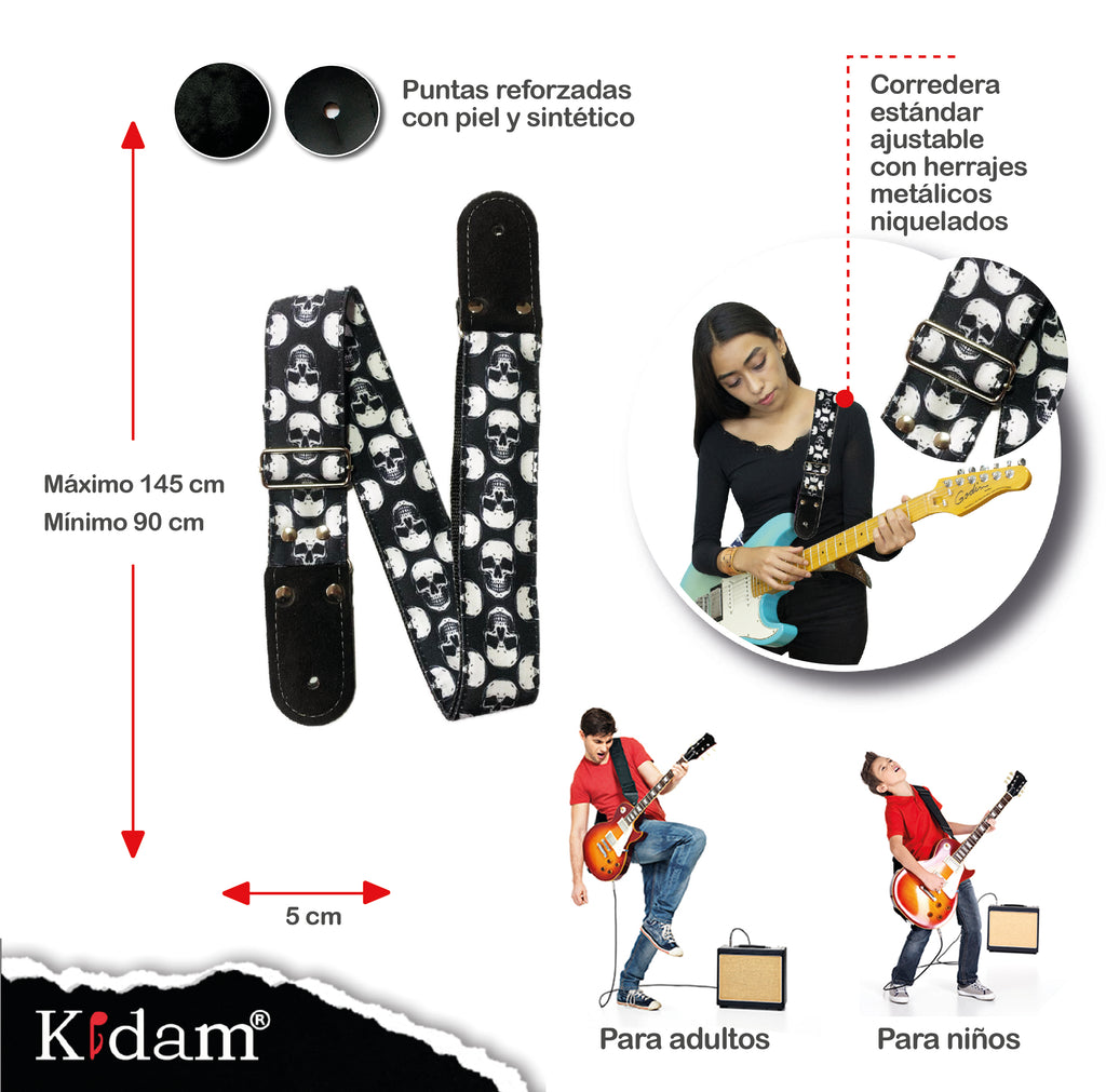 STRAP GUITARRA/BAJO - DISEÑO IMPRESO - STRAP CRANEOS