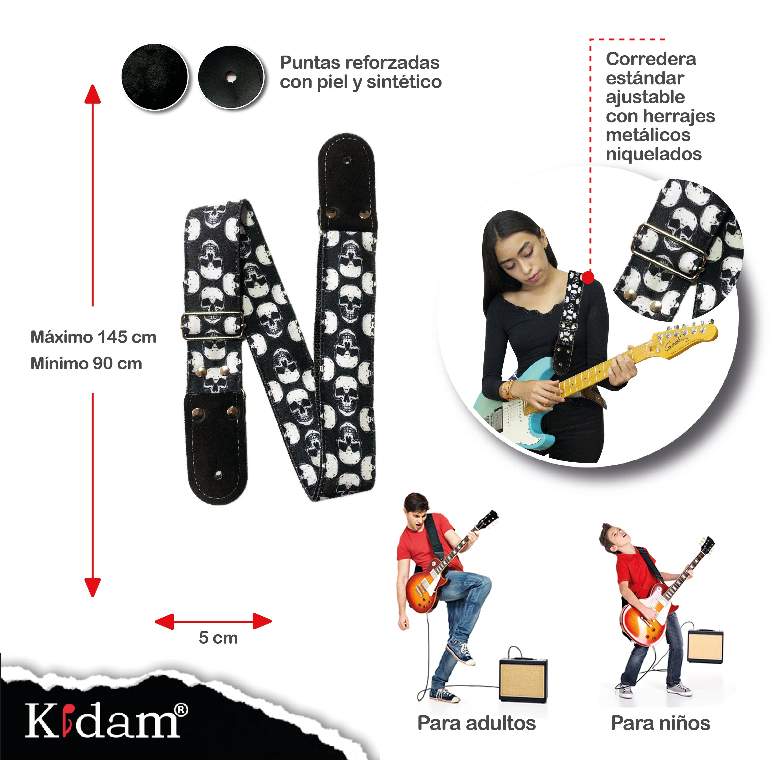 STRAP GUITARRA/BAJO - DISEÑO IMPRESO - STRAP CRANEOS