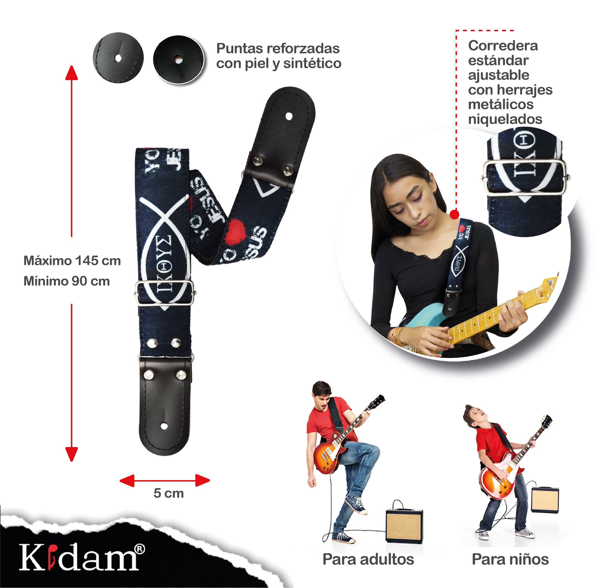 STRAP GUITARRA/BAJO - DISEÑO IMPRESO - STRAP CRISTIANO