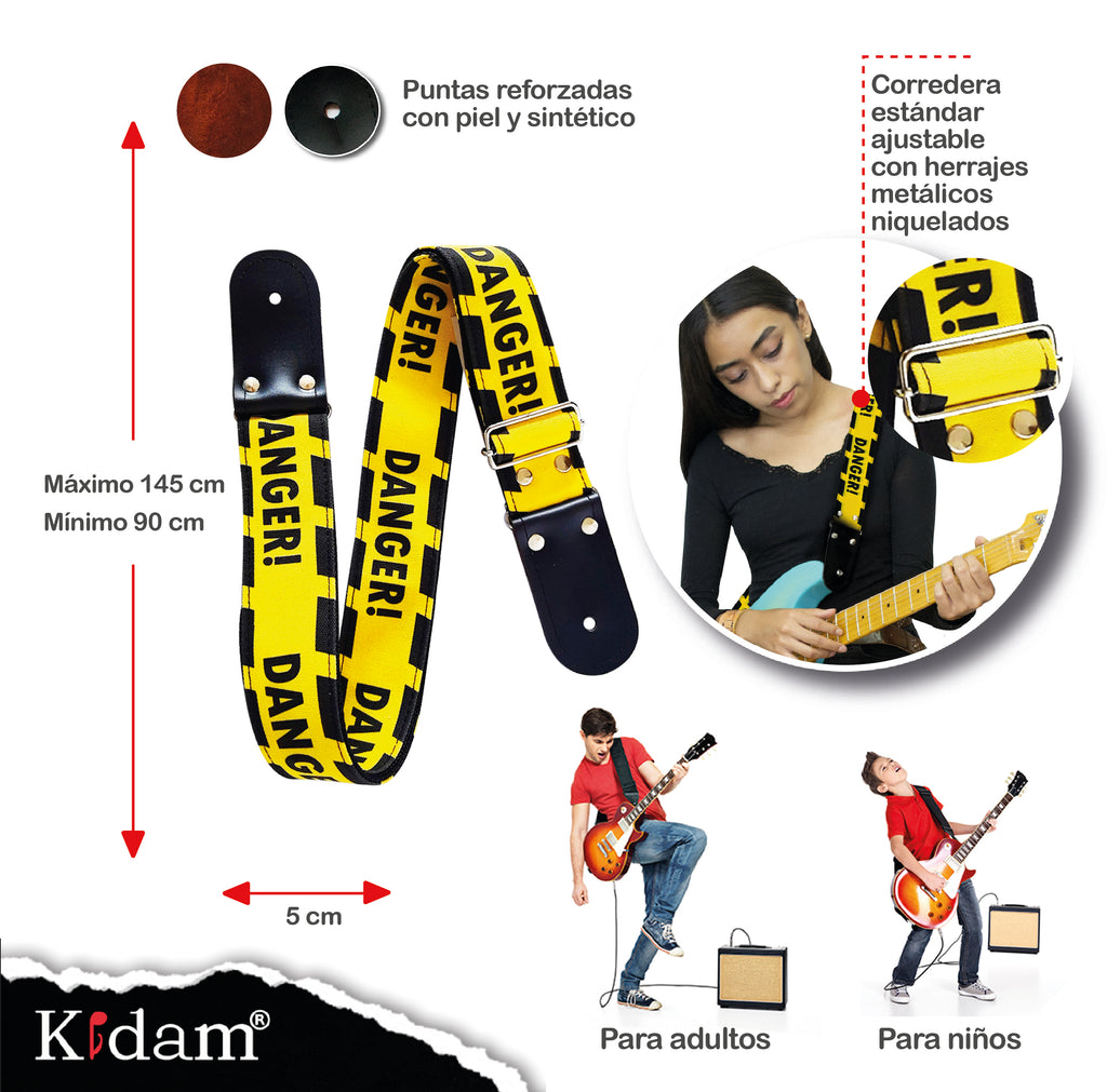 STRAP GUITARRA/BAJO - DISEÑO IMPRESO - STRAP DANGER