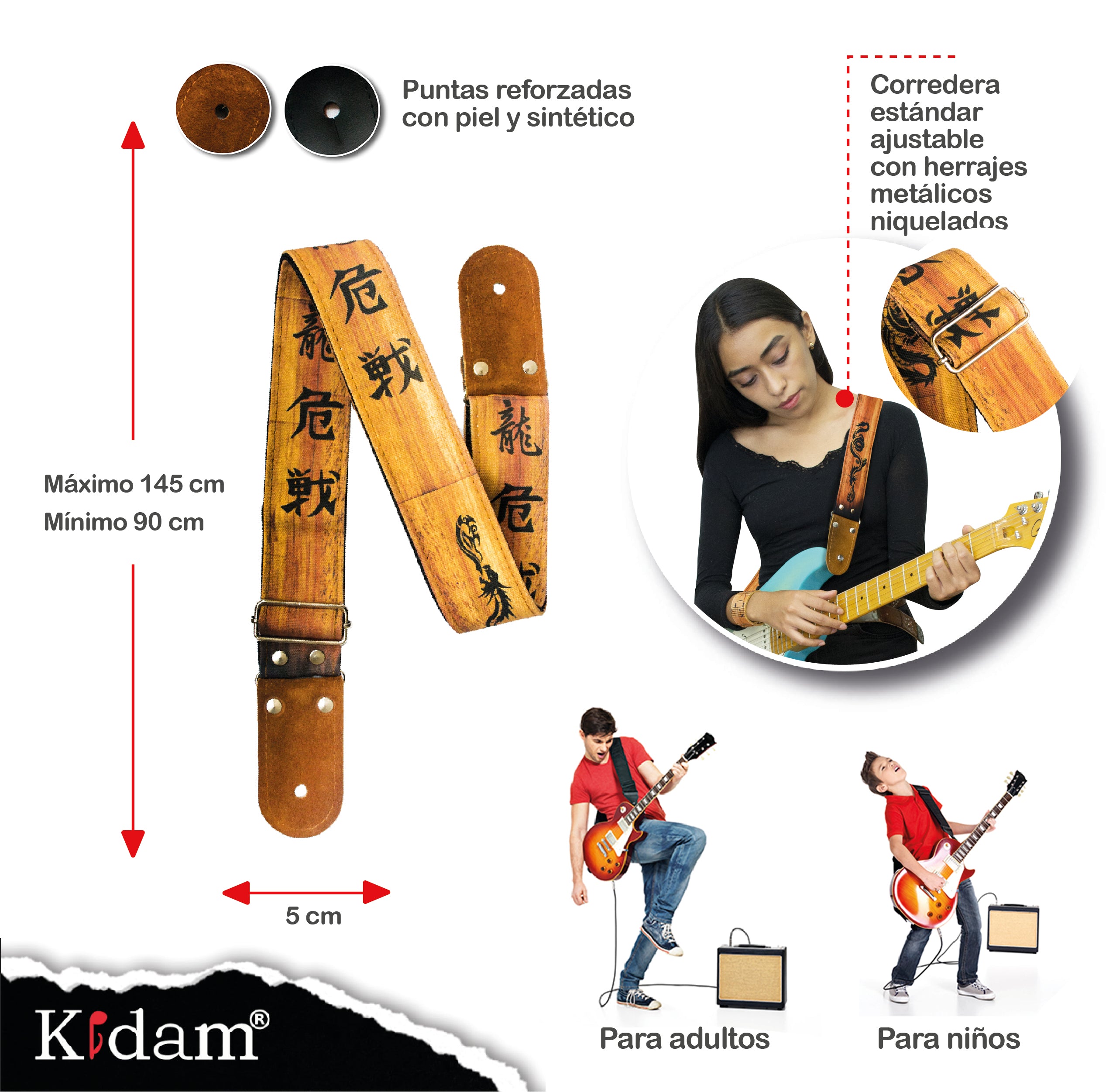 STRAP GUITARRA/BAJO - DISEÑO IMPRESO - STRAP DRAGÓN PAPIRO