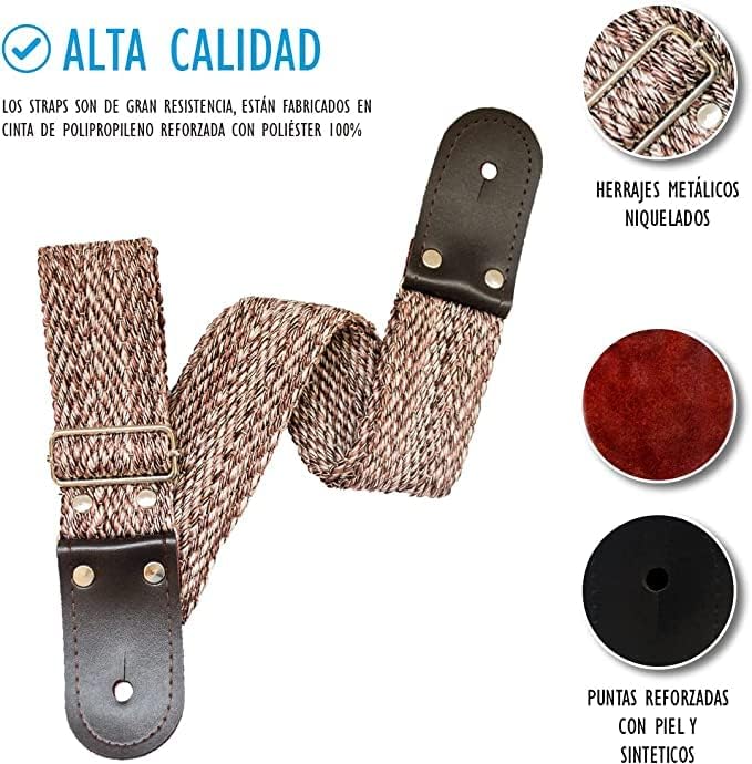 STRAP GUITARRA/BAJO - CINTA ESPINOZETA NATURAL CAFÉ